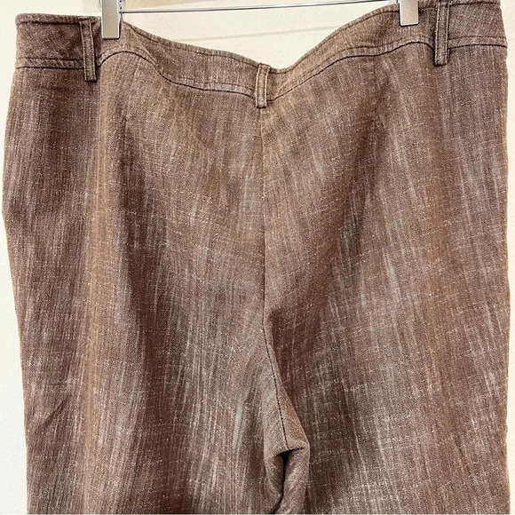 Sandro Wide Leg Cropped Pants Textured Stretch Cotton Brown Women’s Size 18W - Picture 8 of 9